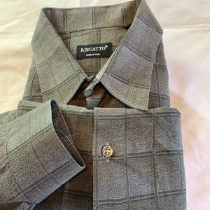 Riscatto Mens Brown Rayon Long Sleeve Button Shirt